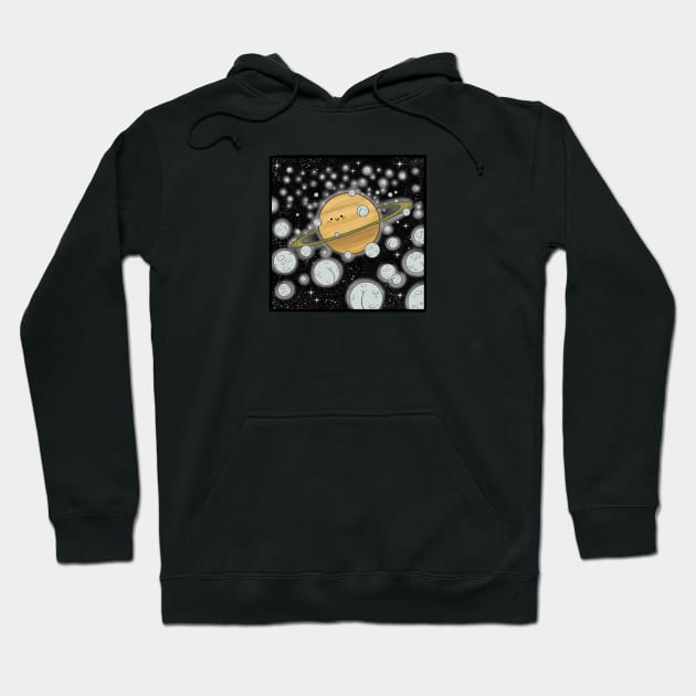 Saturn's moons Hoodie by Blanche Draw